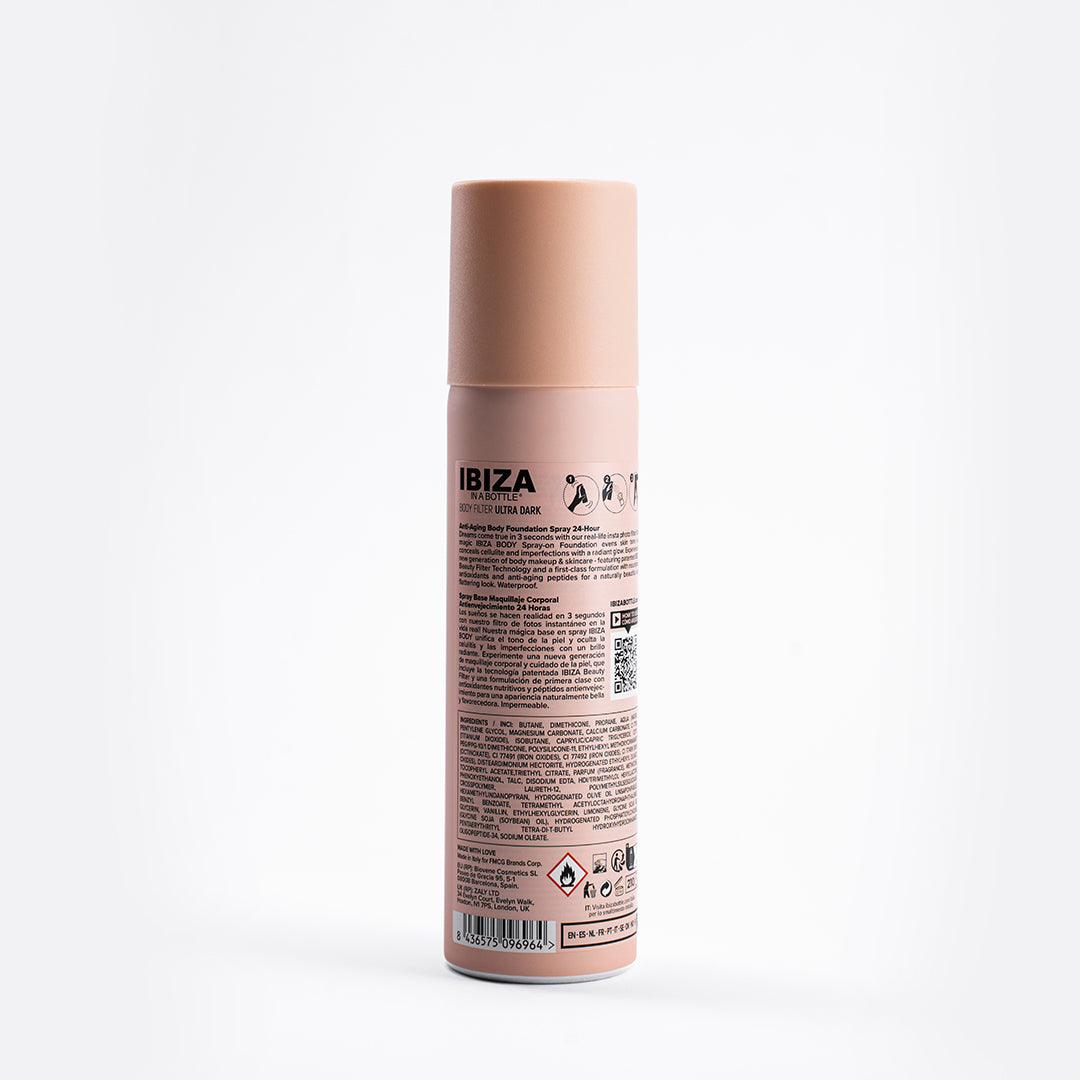 IBIZA 3-SEC BODY FILTER Ultra Dark Nude Anti-Aging Instant Spray-on Leg & Body Foundation Advanced Skincare